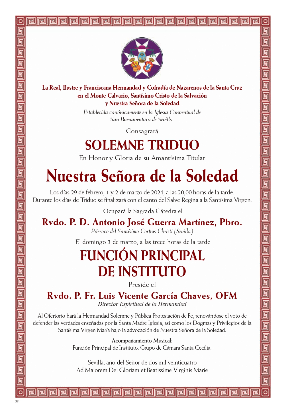 20240201 Convocatoria Triduo Virgen 2024